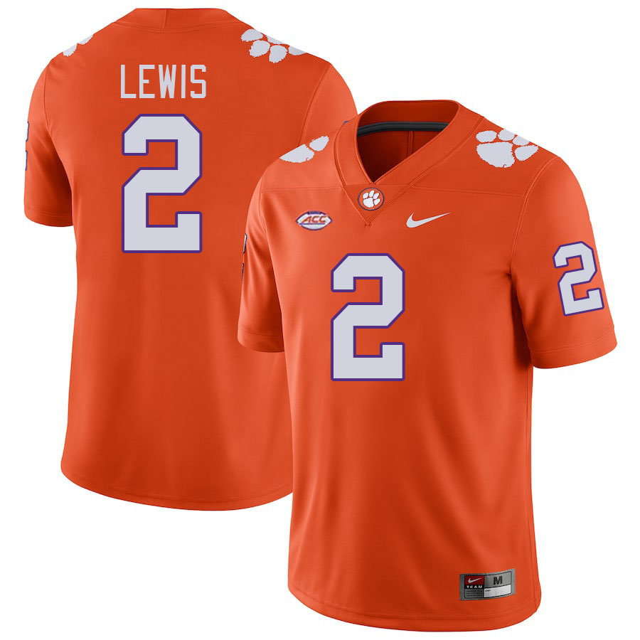 Men #2 Shelton Lewis Clemson Tigers College Football Jerseys Stitched-Orange